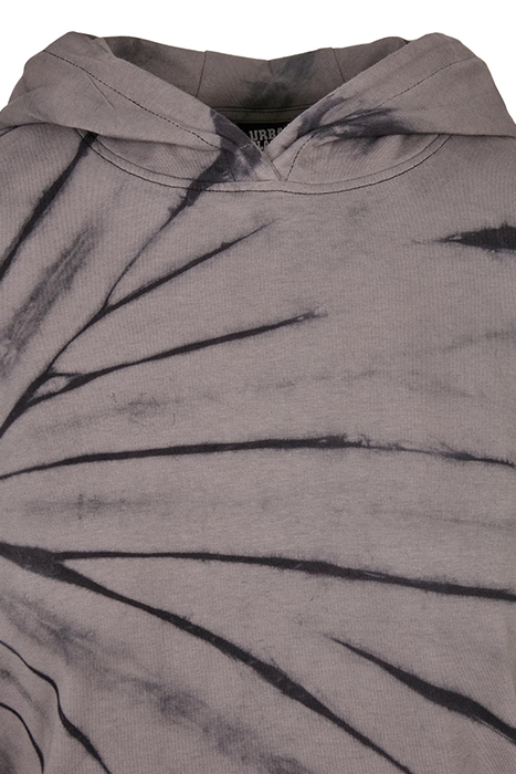LADIES OVERSIZED TIE DYE HOODY DRESS BLACK/ASPHALT 5