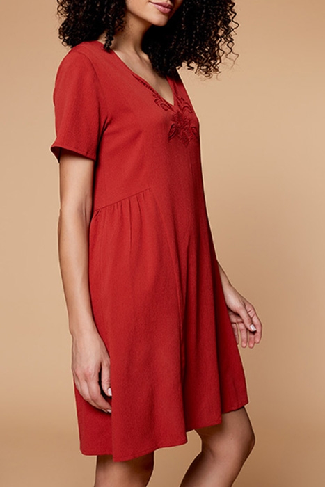 RAISSA - TERRACOTTA DRESS WITH EMBROIDERED TRIM 3