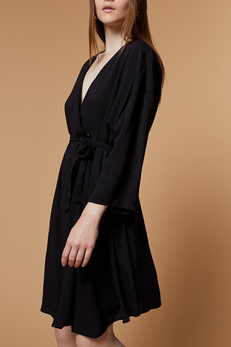 ROSY - BELTED BLACK WRAP DRESS 4
