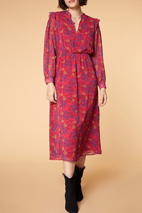 RAIN - FUCHSIA FLORAL PRINT 70'S MAXI DRESS 1