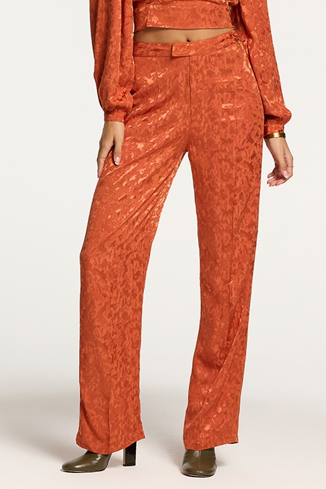 LADIES MILANO TROUSERS FOREST JAQUARD RUST ORANGE 1