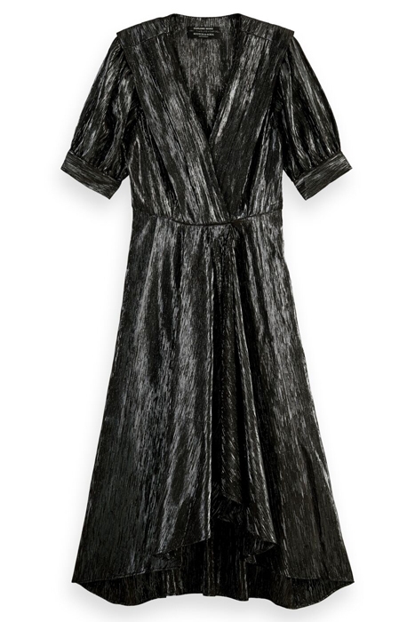 SILVER LONG SLEEVED DRESS WITH PLEAT DETAIL SILVER METALLIC 1