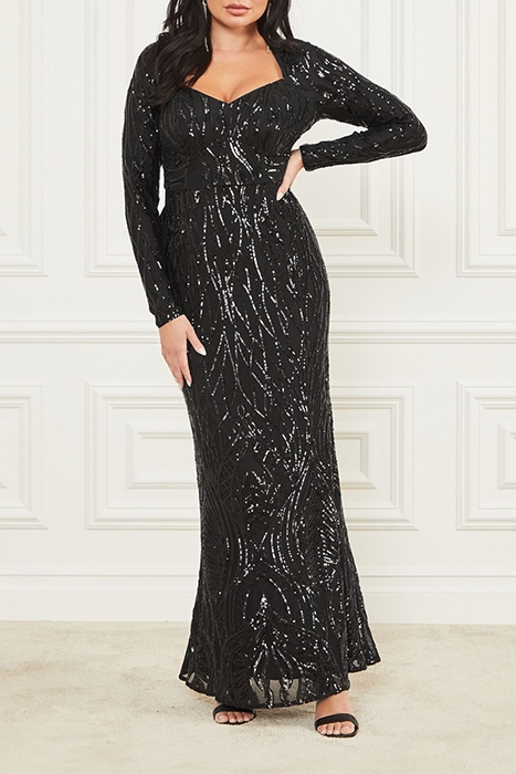 ROARING SEQUINS MAXI JET BLACK A996 1
