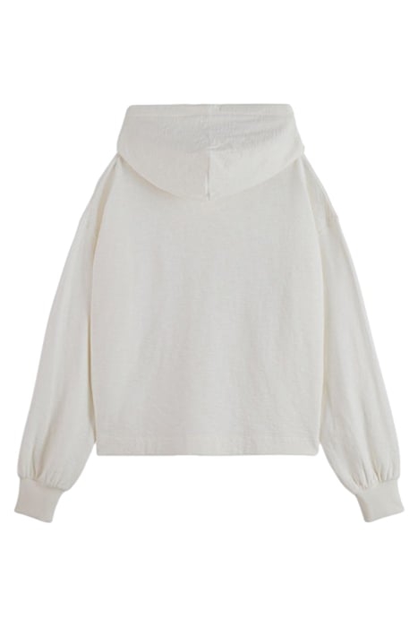 CROPPED ZIPPED THROUGH HOODIE WHITE 2