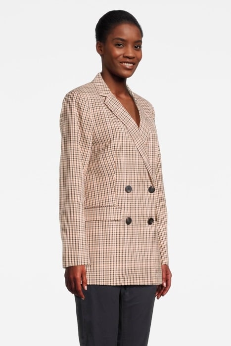 DOUBLE BREASTED TAILORED BLAZER IN YARN DYE CHECK COMBO X 4