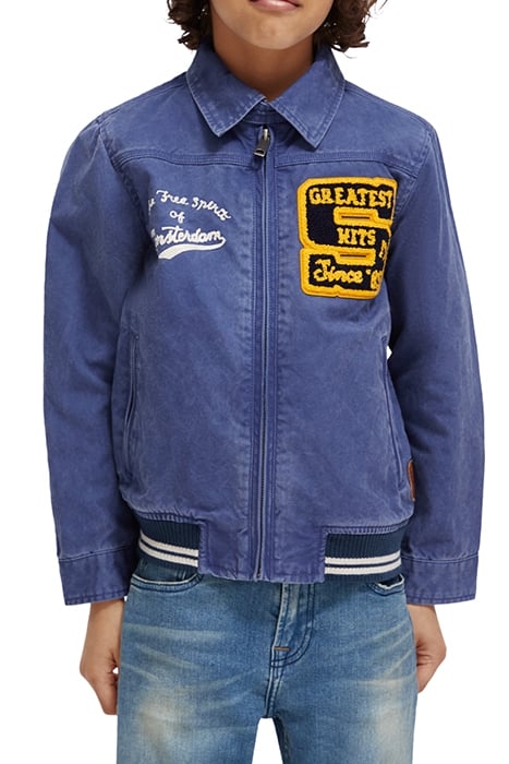 WASHED INDIGO DYED JACKET WITH ARTWORKS IN ORGANIC COTTON WO 1