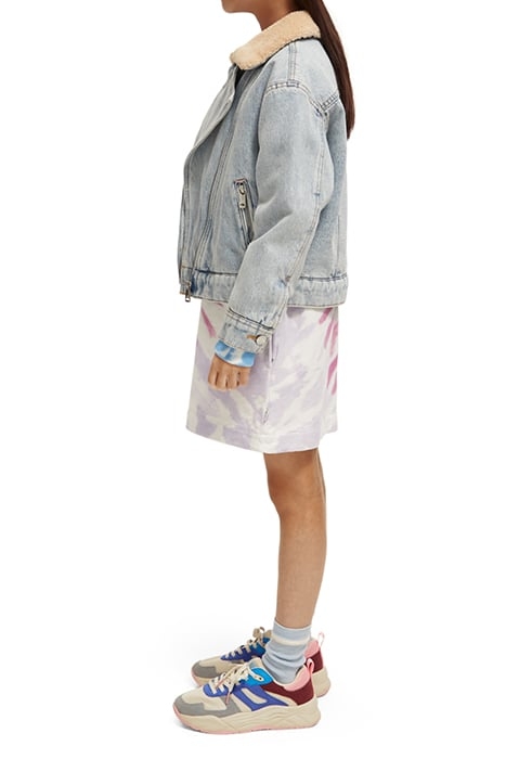 TEDDY LINED DENIM BIKER JACKET INDIGO 7