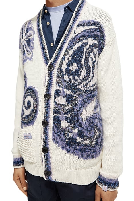 TAPE YARN INTARSIA CARDIGAN OFF WHITE 6