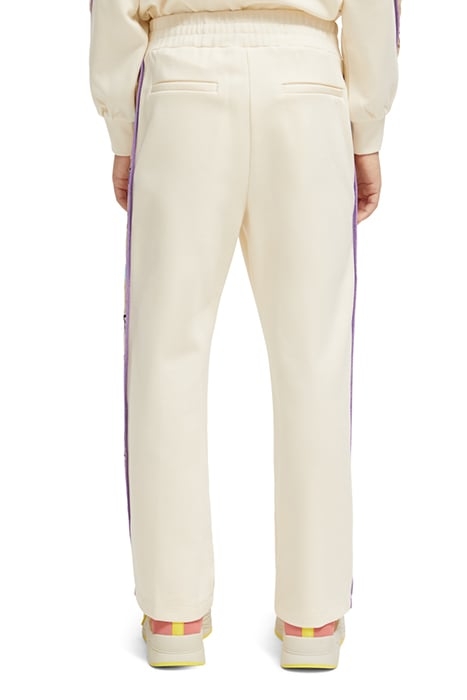 WIDE LEG EMBROIDERED SIDE PANEL SWEATPANTS OFF WHITE 2