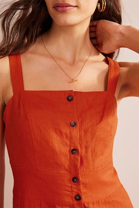 STRAPPY LINEN MIDI DRESS KUMQUAT 5