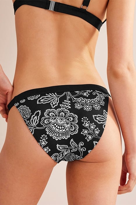 TANGA BIKINI BOTTOMS BLACK, WHITE FLORAL 2