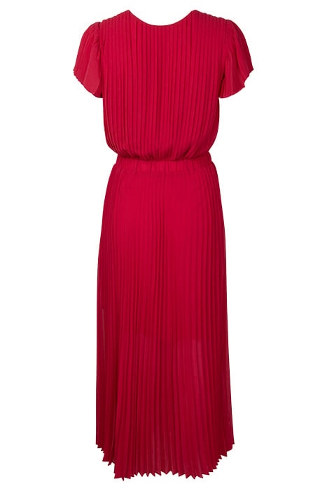 RED WRAP TOP FULLY PLEATED LONG DRESS 2