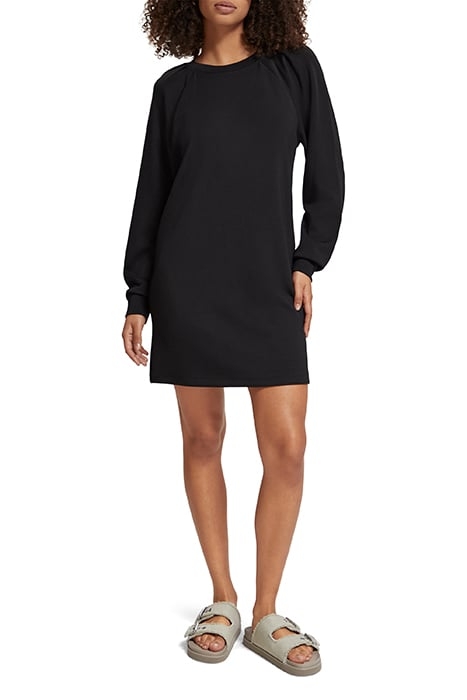TUCK DETAIL JERSEY DRESS EVENING BLACK 2