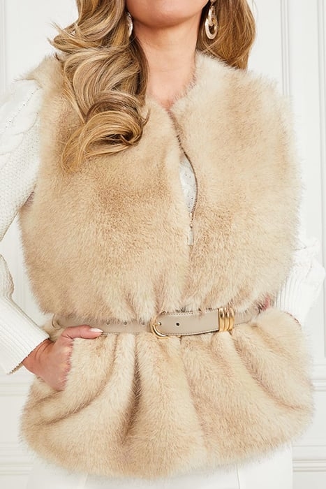HONEY FAUX FUR VEST FAWN TAUPE 6