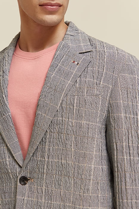 CHECKED COTTON-BLEND SEERSUCKER BLAZER BLACK ECRU CHECK 5