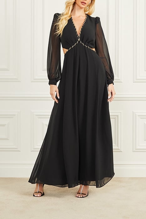 URSULA GOWN SOLID JET BLACK MAXI DRESS 3