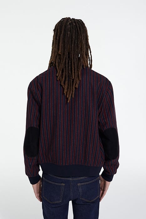 ELBOW STRIPED SUEDE JACKET BORDEAUX / NAVY 2