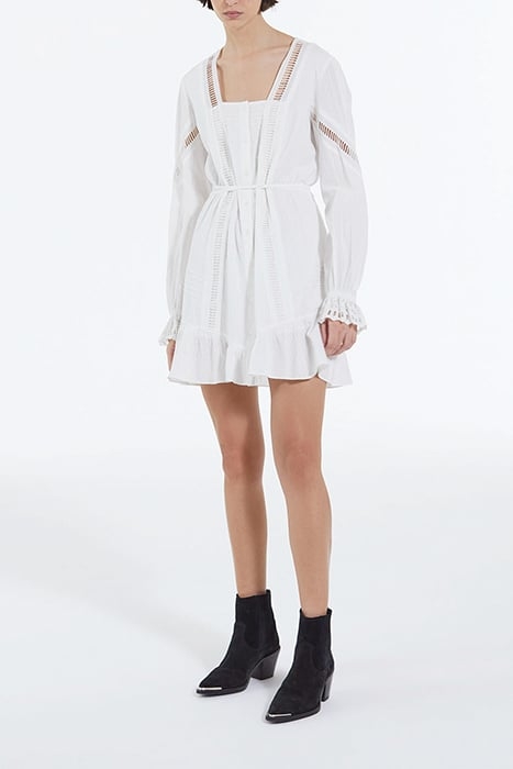 LONG SLEEVED LACE SHORT DRESS OFF WHITE 3