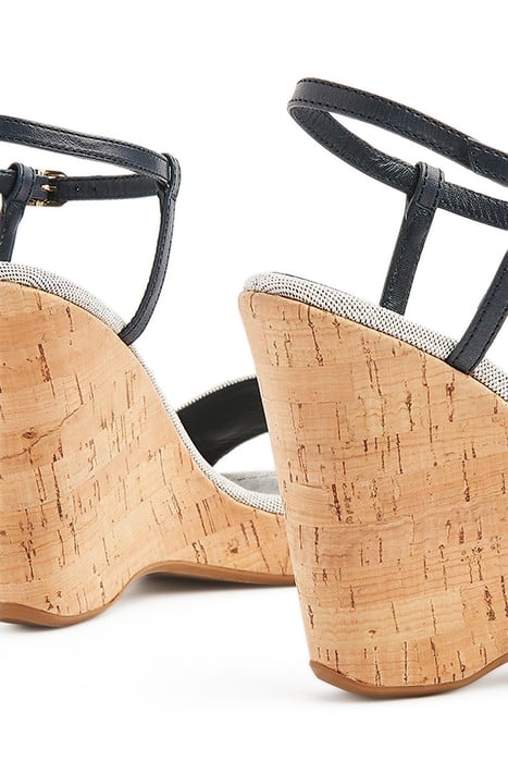 SKY CORK CANVAS WEDGE NAVY 6