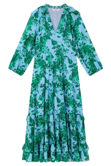DR ELEANOR FRILL DRESS GREEN/BLUE 3
