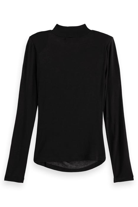 SHOULDER PADDED LONG SLEEVE TOP EVENING BLACK 4