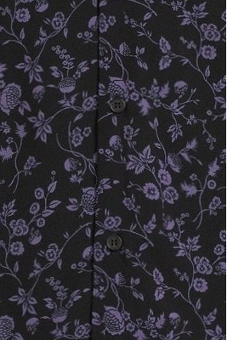 BLACK LENZING™ ECOVERO™ SLIM SHIRT WITH DARK PURPLE FLOWER M 5
