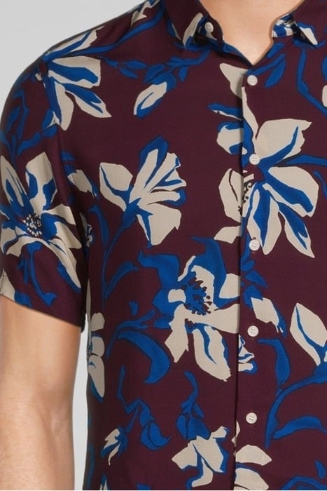 BURGUNDY XL FLOWER PRINT REGULAR SHIRT BURGUNDY 4