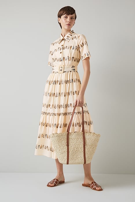 BELLA PRINTED SHIRT DRESS NATURAL/ECRU 1