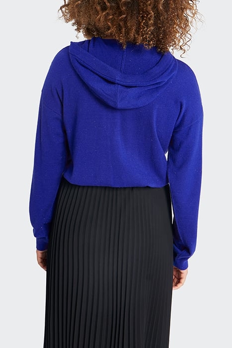 SAPPHIRE BLUE LUREX KNIT HOODED SWEATER BLUE 2