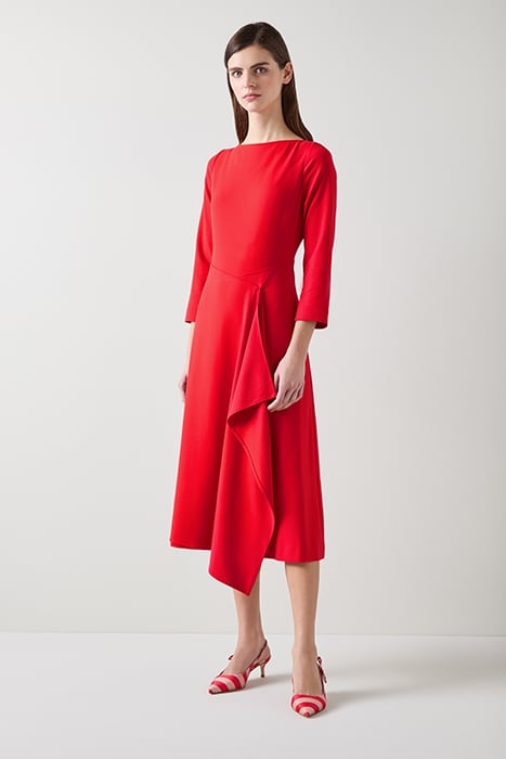 LENA CREPE MIDI DRESS AURORA RED 2