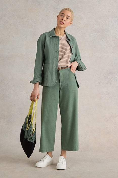 TIA WIDE LEG CROP JEAN MID GREEN 3