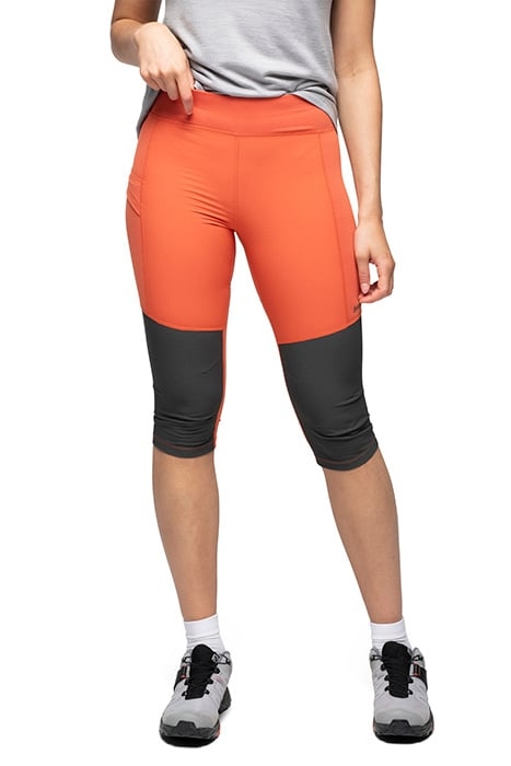 FLØYEN ¾ OUTDOOR TIGHTS WOMEN BRICK/SOLID CHARCOAL 1