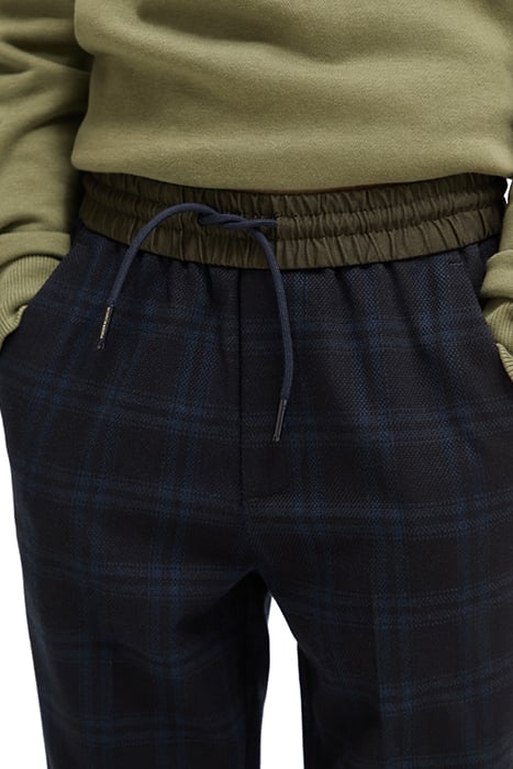 BOYS RELAXED SLIM-FIT YARN-DYED CONTRAST WAISTBAND PANTS NIG 7