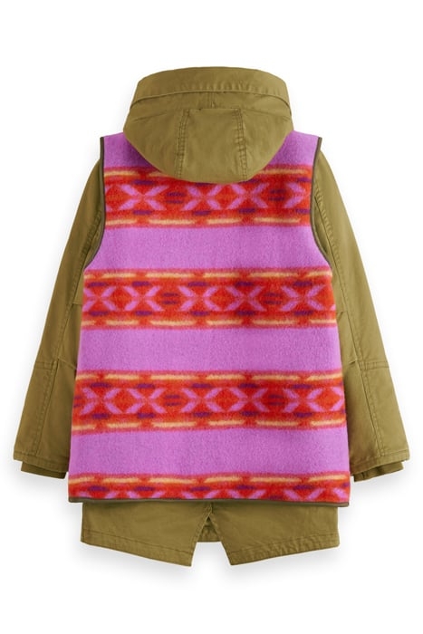 GIRLS 2-IN-1 REVERSIBLE VEST COTTON PARKA MILITARY 5