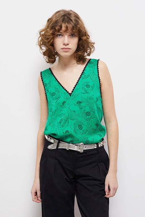 TOP SANS MANCHES DETAILS DENTELLES GREEN 1