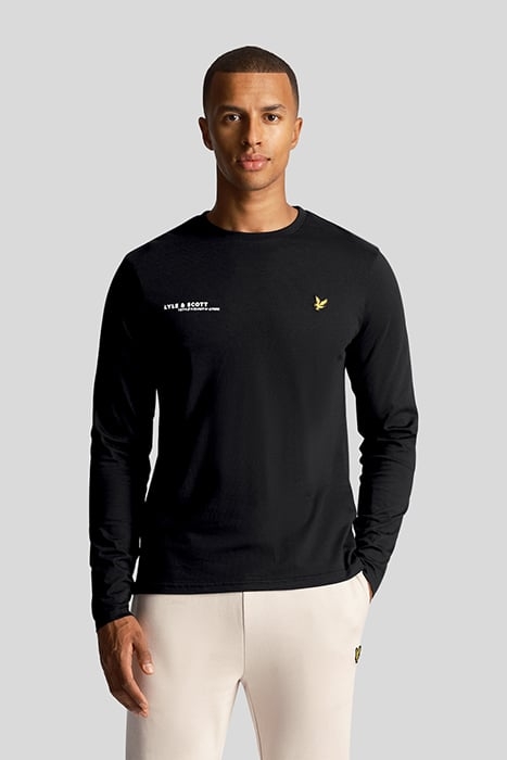 CO-ORDINATE PRINT PLAIN LONG SLEEVE T-SHIRT JET BLACK 1