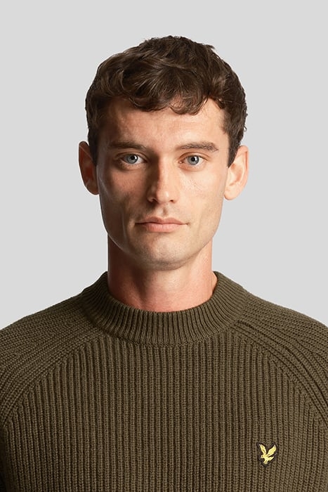 SHAKER STITCH MOCK NECK JUMPER OLIVE 5