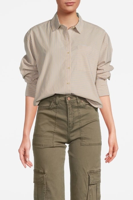 CROPPED BOYFRIEND SHIRT HARVEST GOLD STRIPE 1