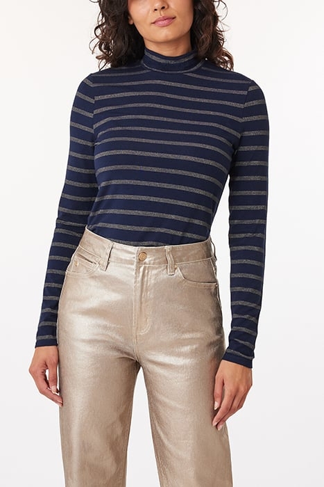 LUREX STRIPE MOCKNECK PEACOAT 1