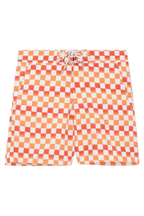 MAILLOT DE BAIN IMPRIME DAMIER ORANGE RED 1
