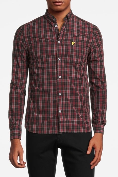 CHECK POPLIN SHIRT JET BLACK/ BURGUNDY CHECK 1