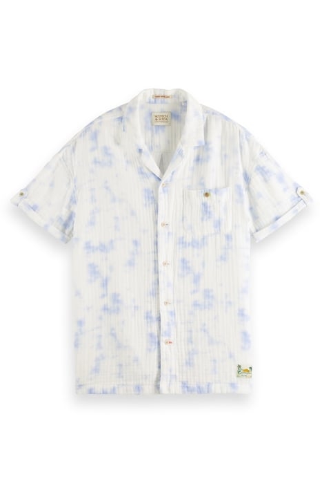 SHORT SLEEVE BONDED & PRINTED SHIRT IN RELAXED FIT BLUE TIE 4