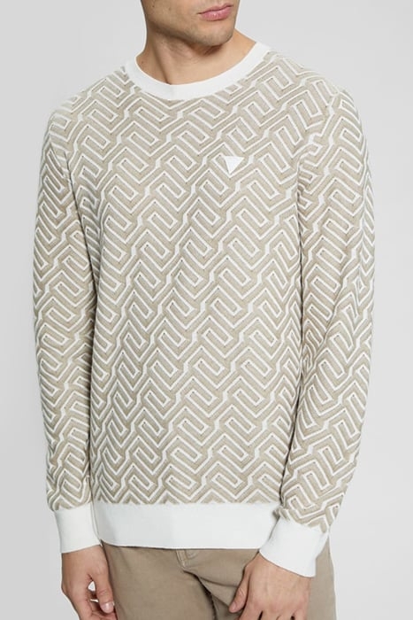 GUESS ECO CARL LS CN GEOMETRIC SALT AND KHAKI STORM 6