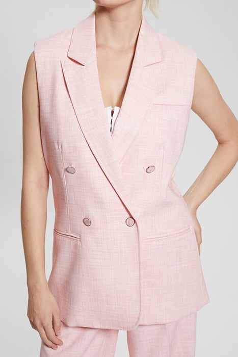 GUESS ECO CORINNE VEST PINK TEXURED COMBO 4