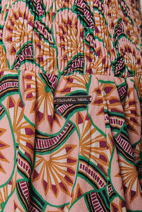 DAPHNE GRAPHIC FAN TWO LAYER MINI SKIRT VINTAGE PINK 5