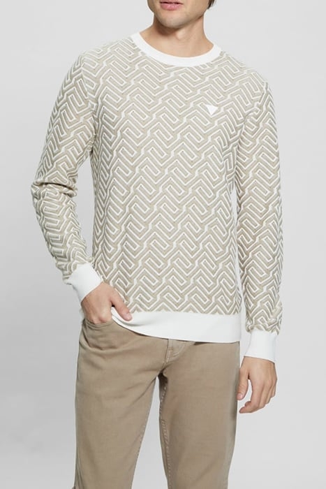 GUESS ECO CARL LS CN GEOMETRIC SALT AND KHAKI STORM 1