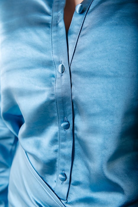 METTE SATIN WRAP DRESS LS DARK PETROL 4