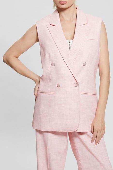 GUESS ECO CORINNE VEST PINK TEXURED COMBO 1