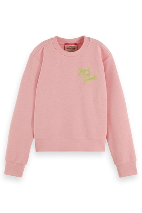 GIRLS RELAXED-FIT CHEST ARTWORK SWEATSHIRT PINK MELANGE 1