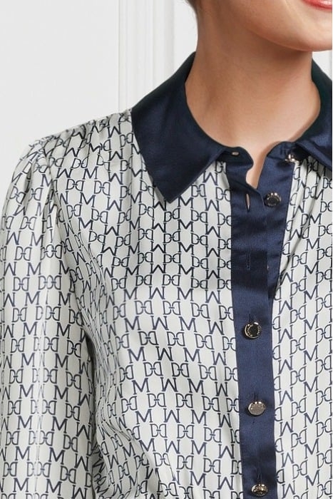 NEW MONOGRAM FLARED PALE PEARL BLUE COMB DRESS SHIRT 4